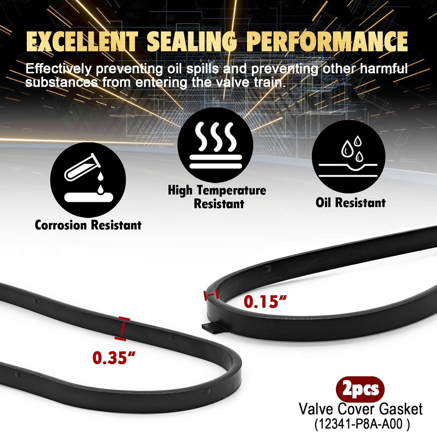 Engine Valve Cover Gasket Set by Ortopia 12030-P8A-A00 VS50576R Compatible with 1998-2004 Honda Accord Odyssey Pilot,1997-2003 Acura CL TL MDX 3.0L 3.2L 3.5L V6 SOHC J30A J32A J35A