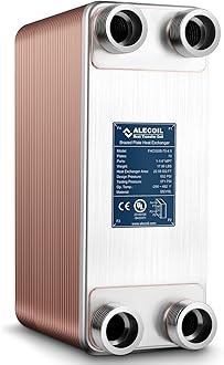 ALECOIL 5"x12"-70 Plates Heat Exchanger with 1-1/4" MPT Port Water to Water 316L Stainless Steel Brazed Plate Heat Exchanger for Water Heating, Floor Heating, Industrial and Commercial Refrigeration