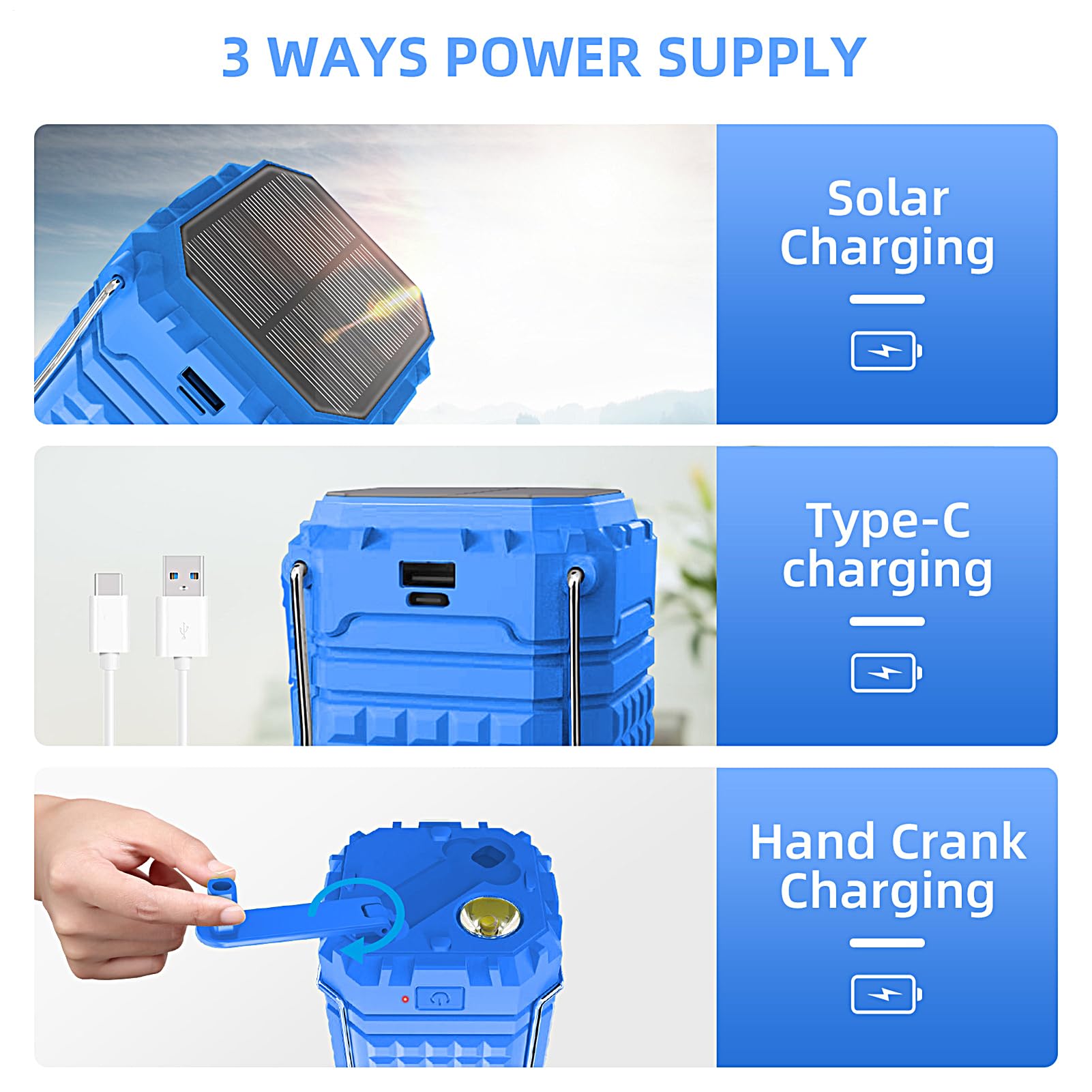 Lampada Da Campeggio Solare - Lampada Da Campeggio LED, Lanterna A Energia Solare Ricaricabile 3000 MAh, 10 Ore Di Autonomia | Lampade Da Campeggio LED Portatile Impermeabile Per Viaggio, Zaino