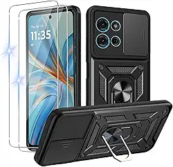 Capinha Capa para Motorola Moto G75 + 2 Películas de Vidro Temperado | Capa Anti-Impacto | Proteção da Câmera | Resistente a Arranhões | Aberturas Precisos | Armadura Militar