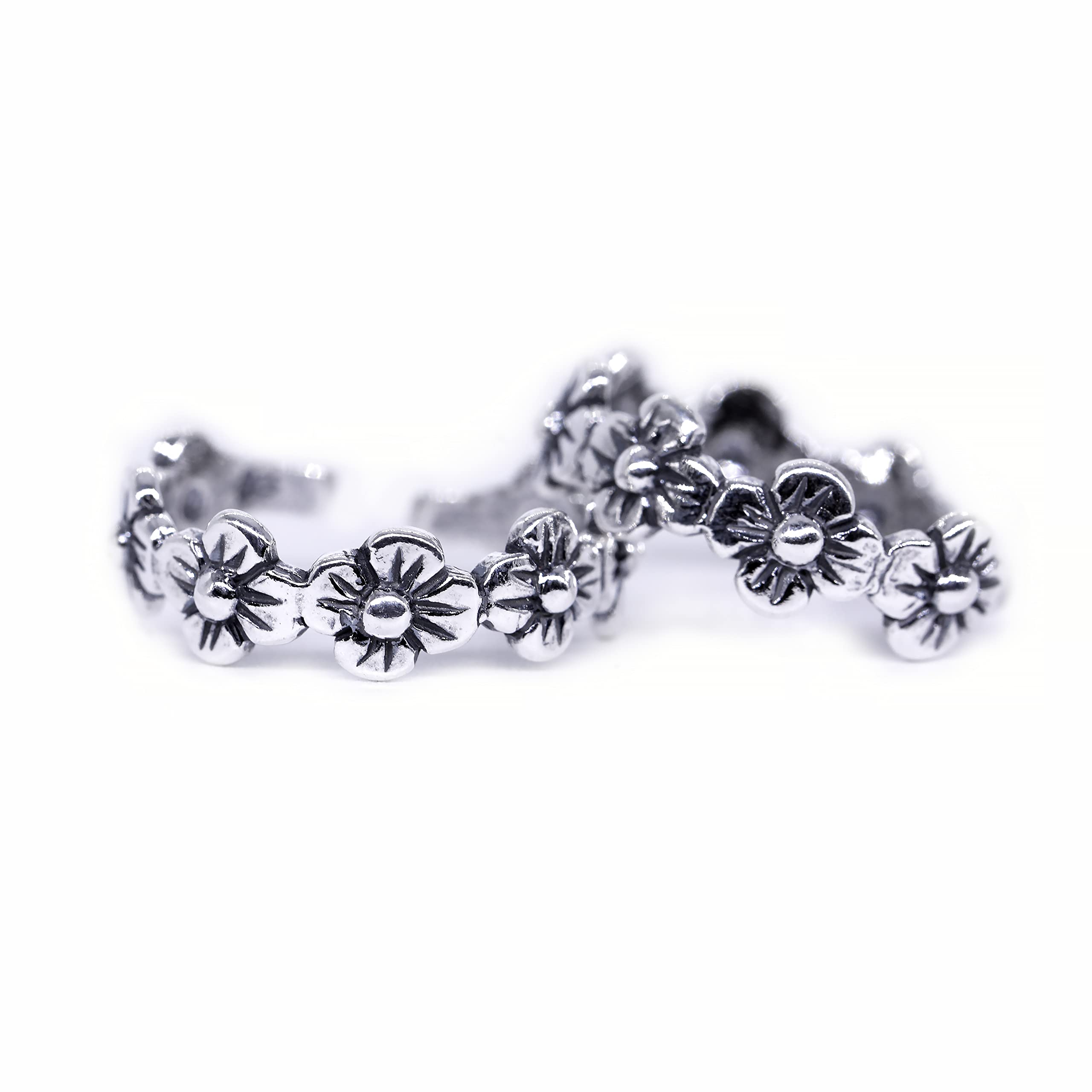 jsaj TOERING CHUTKI BICHIYA BAND TOERING WITH FLOWER DESIGN FOR GIRLS AND WOMENS IN PURE SILVER MADE OF THICK SILVER ZALI WORK DESIGN COMFORTABLE DURABLE AND ADJUSTABLE-picture-13