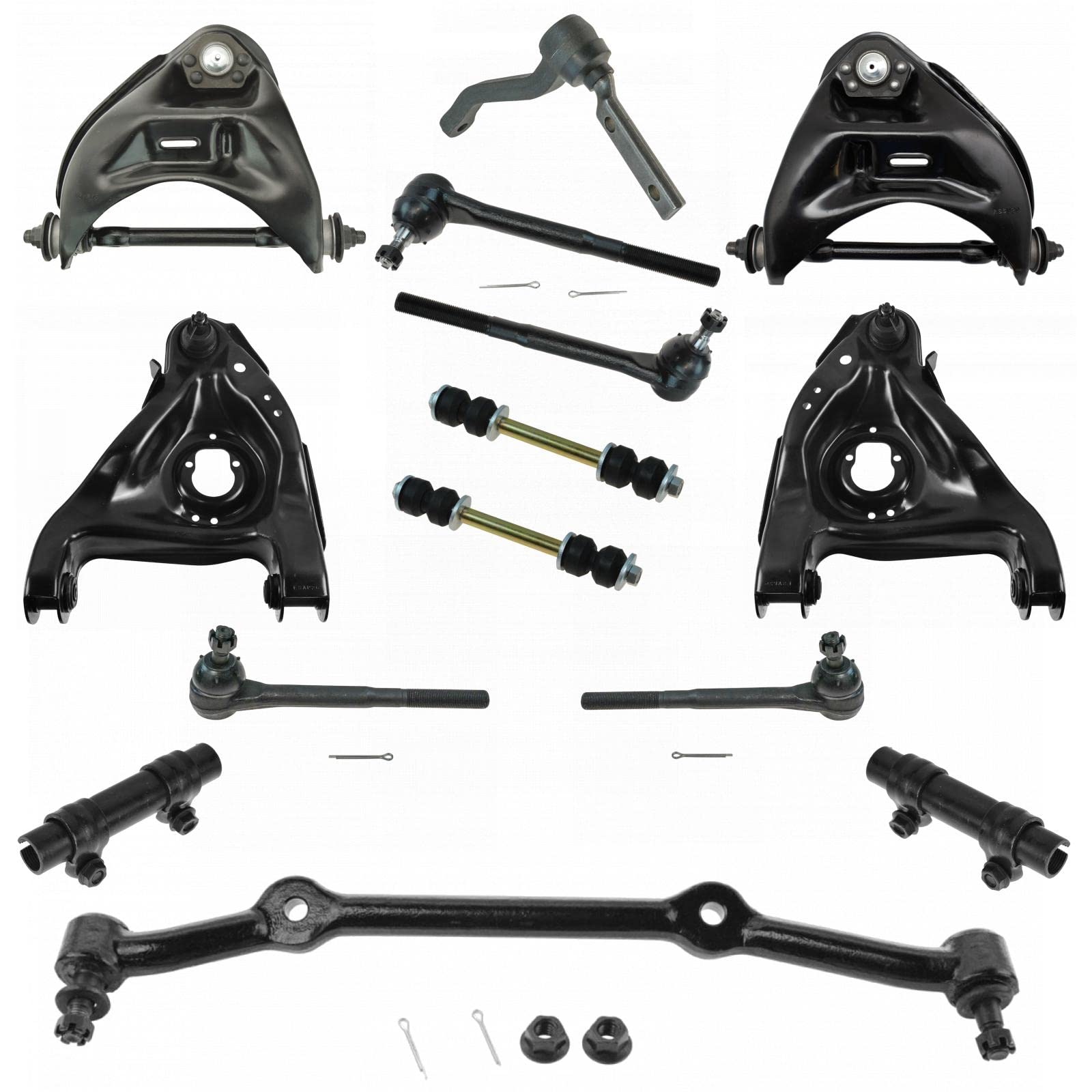 TRQ Front Steering & Suspension Kit Center Link Control Arm with Ball Joint Idler Arm & Bracket Assembly Sway Bar Stabilizer Link Tie Rod Tie Rod