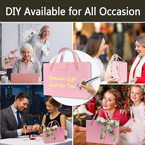 Miniatura 6 de Joyscoop Caja de regalo rosa  Cajas de regalo de 11 x 7.6 x 3.5 pulgadas con tapas y asas, cajas de regalo magnéticas portátiles para regalos, caja