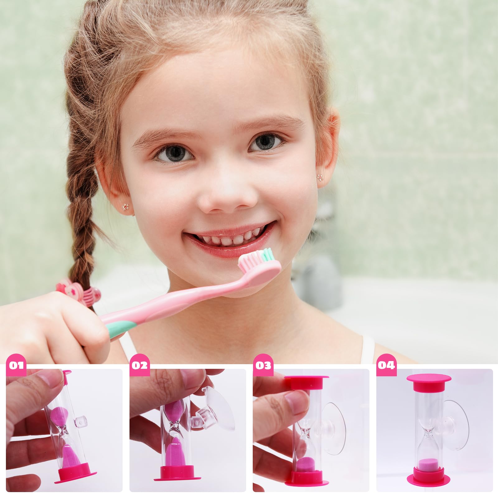 LSYYSL Lot De 5 Sabliers Avec Ventouse, Compte à Rebours De 2 Minutes Pour Enfants, Sablier