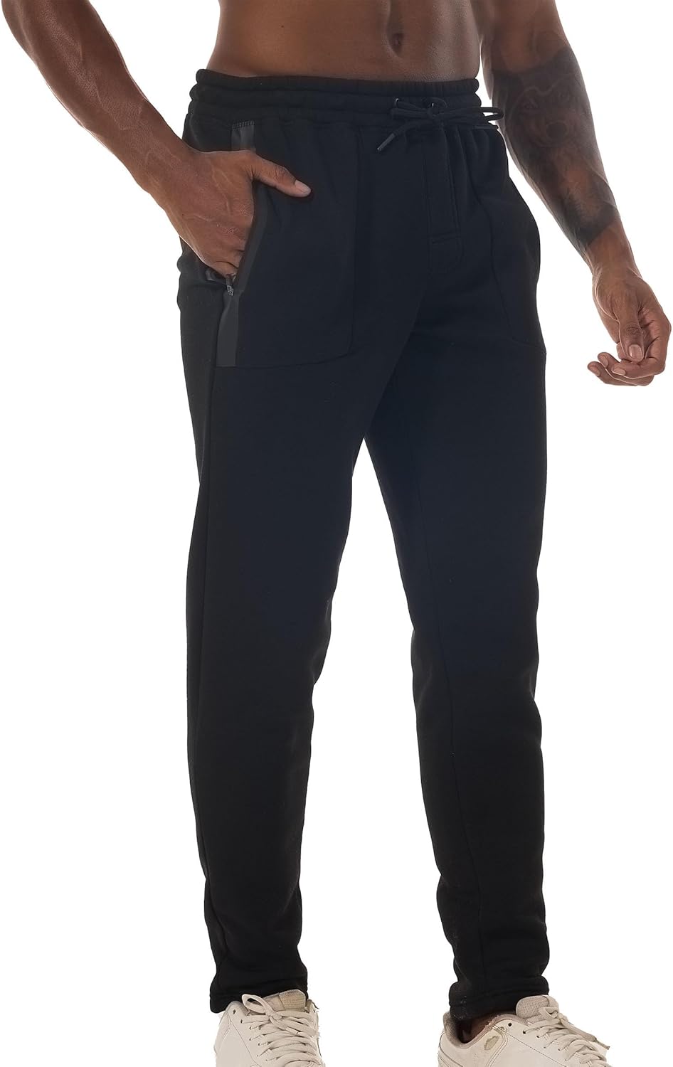 Men's Fleece Joggers with Zipper Pockets Athletic Pants Traning Track Pants Sweatpants for Hiking, Travel - Image 5