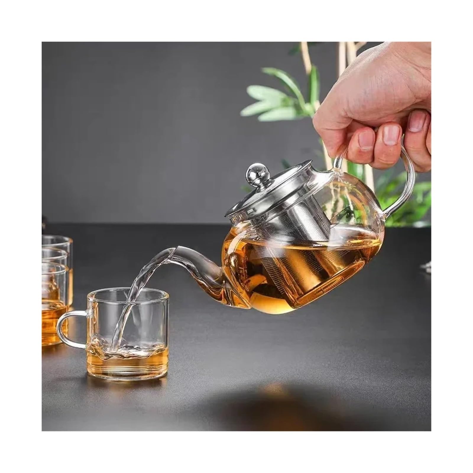 Teekessel Hitzebeständige Glas-Teekanne, verdickter beheizter Behälter, Teekanne mit Edelstahl-Teesieb, klar Kaffeekanne