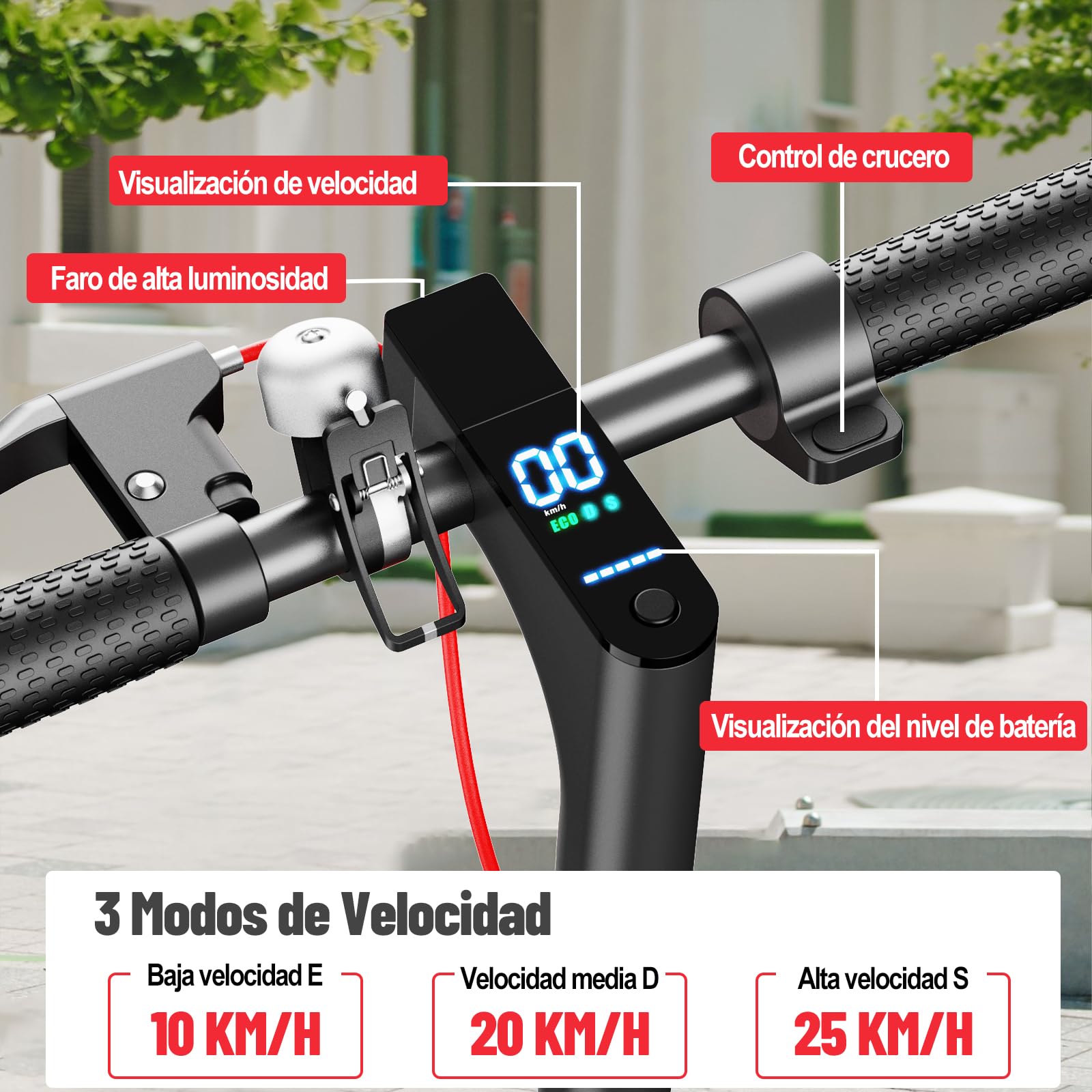 TODIMART Hulajnoga elektryczna dla dorosłych, silnik 350 W, zasięg 20-30 km, opony lite 8,5", 3 prędkości i składana - z aplikacją, dla nastolatków i dojeżdżających do pracy
