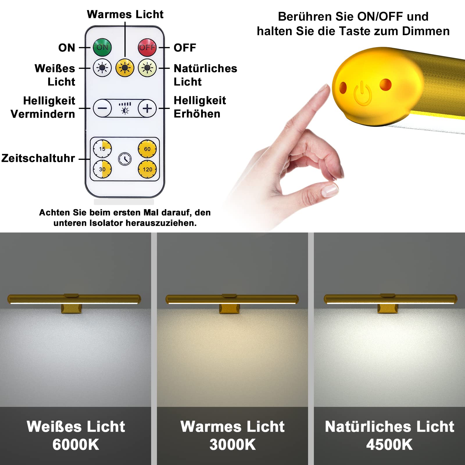 Starxing Kabellose Bildleuchte mit Fernbedienung, 2 in 1 Bild Beleuchtung Wiederaufladbare mit 3 Beleuchtungsmodi, LED Magnetisch Dart Lampe mit Timer, Akku Bilderleuchte für Malen Foto Portrait