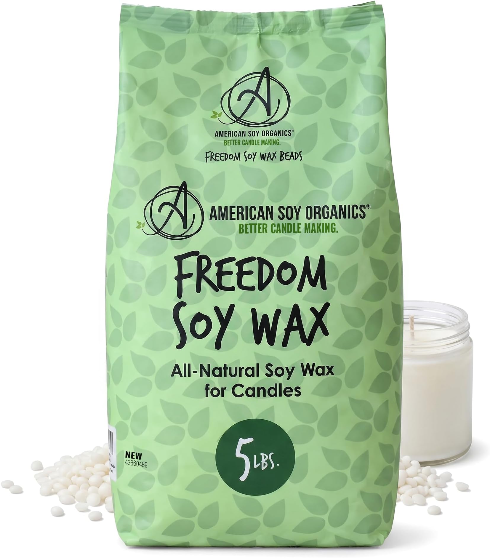 American Soy Organics- 5 lb of Freedom Soy Wax Beads for Candle Making รขรขโยฌรขโฌล Microwavable Soy Wax Beads รขรขโยฌรขโฌล Premium Soy Candle Making Supplies