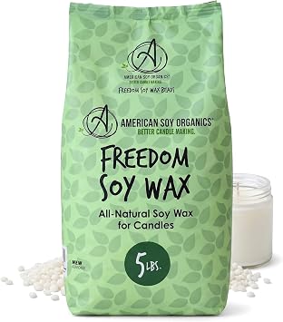 American Soy Organics Freedom Soy Wax Beads, All-Natural Candle Wax, 5 lbs | DIY Candle Making Supplies Ideal for Container Candles, Tealights & Wax Melts, Paraffin-Free, Beeswax-Free, Microwavable