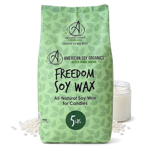 American Soy Organics Freedom Soy Wax Beads, All-Natural Candle Wax, 5 lbs | DIY Candle Making Supplies Ideal for Container Candles, Tealights & Wax Melts, Paraffin-Free, Beeswax-Free, Microwavable