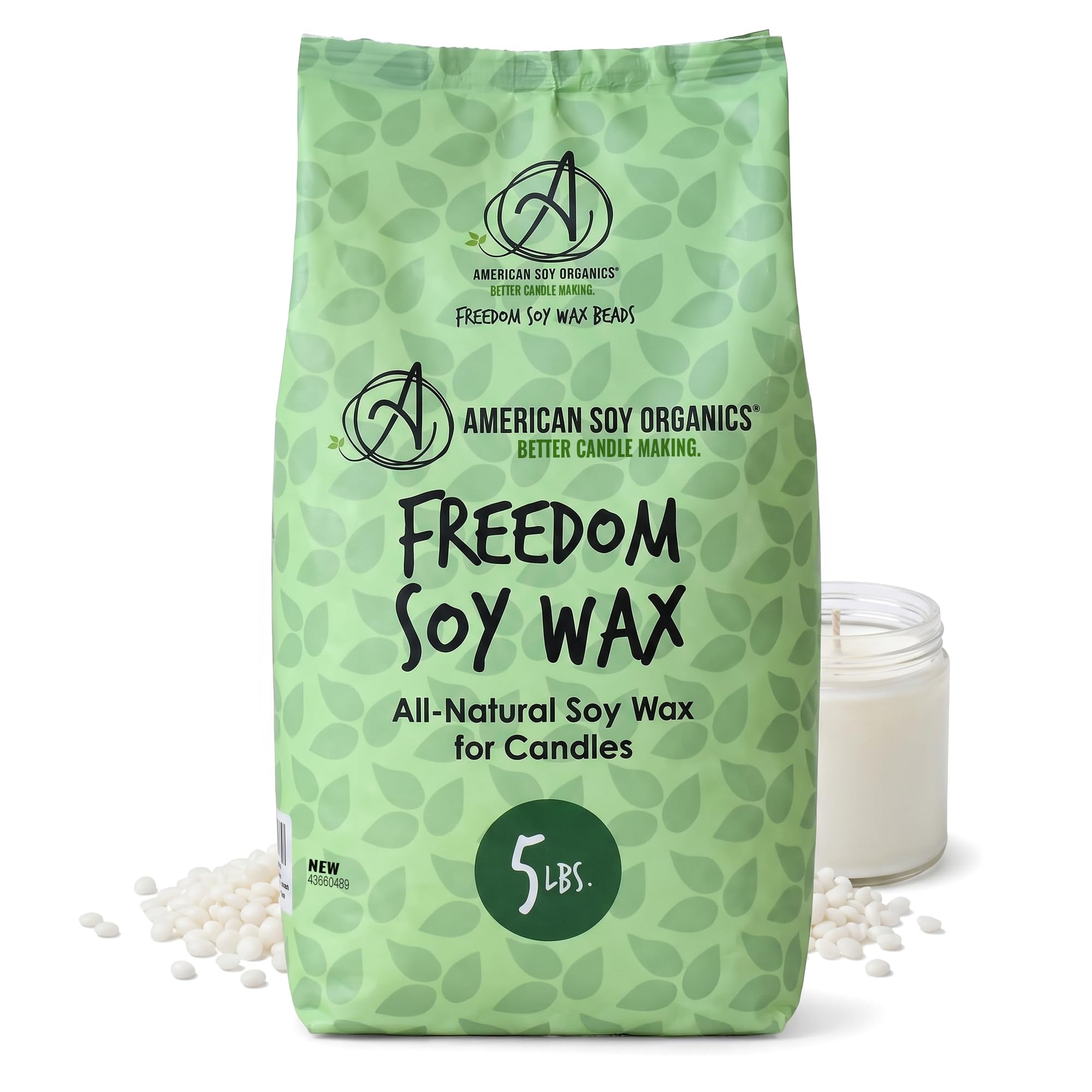 American Soy Organics - Perły wosku sojowego Freedom do produkcji świec, wysokiej jakości materiały do produkcji świec sojowych, 2 kg