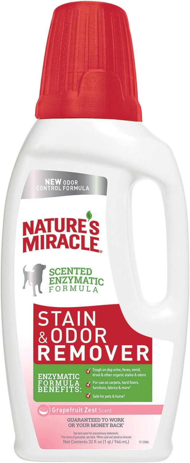 Nature’s Miracle P-98109 Stain and Odor Remover Dog , Odor Control Formula, Grapefruit Scent Pour Bottle,12/32 oz.