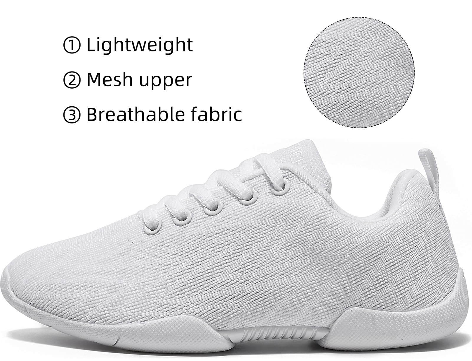 BAXINIER Girls Cheer Shoes White Youth Competition Cheerleading Dance Sneakers Lightweight Athletic Training Tennis Walking Footwear - White 7 Women