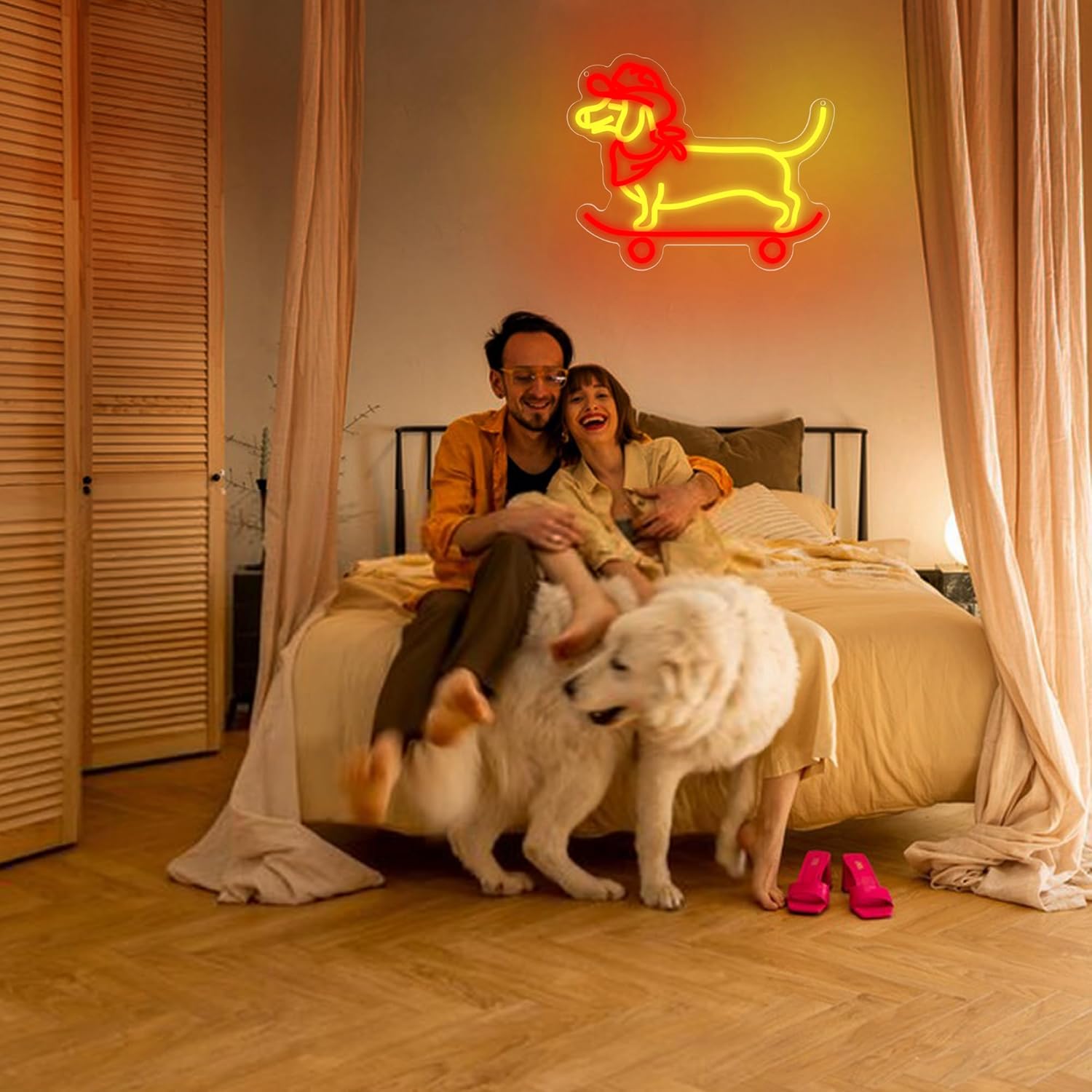 Skateboard Dachshund Neon Sign for Wall Decor Dimmable Dachshund Neon Light for Man Cave LED Animal Cowboy Dog Light Up Sign for Bedroom Office Party Christmas Birthday Gifts Size13.8 * 11.4(WZCP055) - Image 4