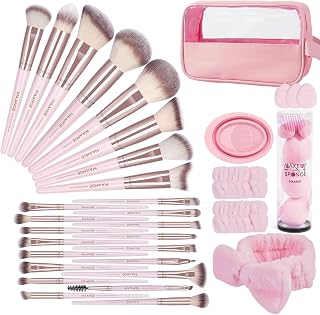 Pinselset Makeup MAANGE Make up Pinsel Set, 42-teilig, multifunktionales Kosmetikpinsel, Premium-Schminkpinsel für Foundation Lidschatten, Highlights, Konturen, Puder und Concealer (rosa, 42 Stück)