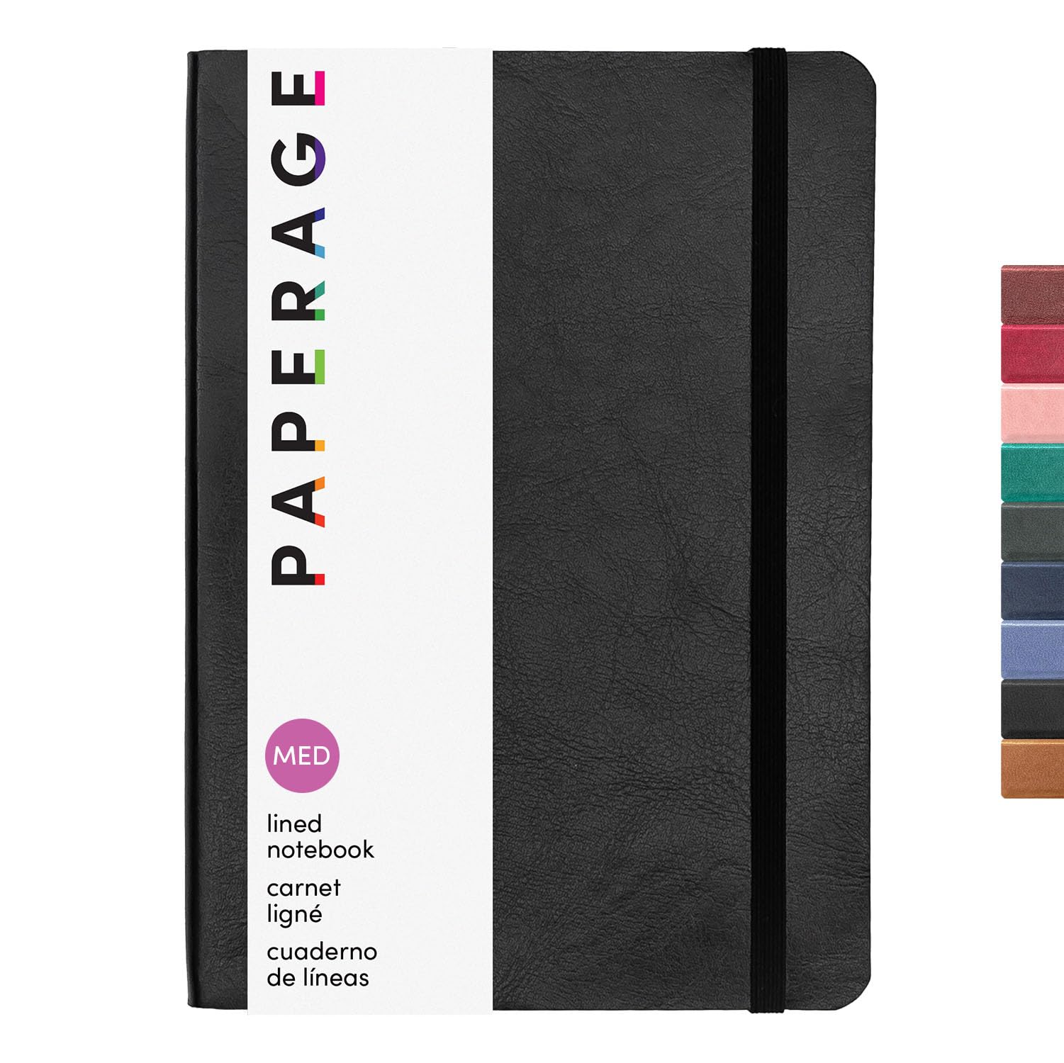 PAPERAGE Softcover Lined Journal Notebook (Black), 160 Pages, Medium College Ruled Notebook, 5.6 inches x 7.9 inches - 100 GSM Thick Premium Paper, Soft Vegan Leather Journal for Home, Work & School — image 1