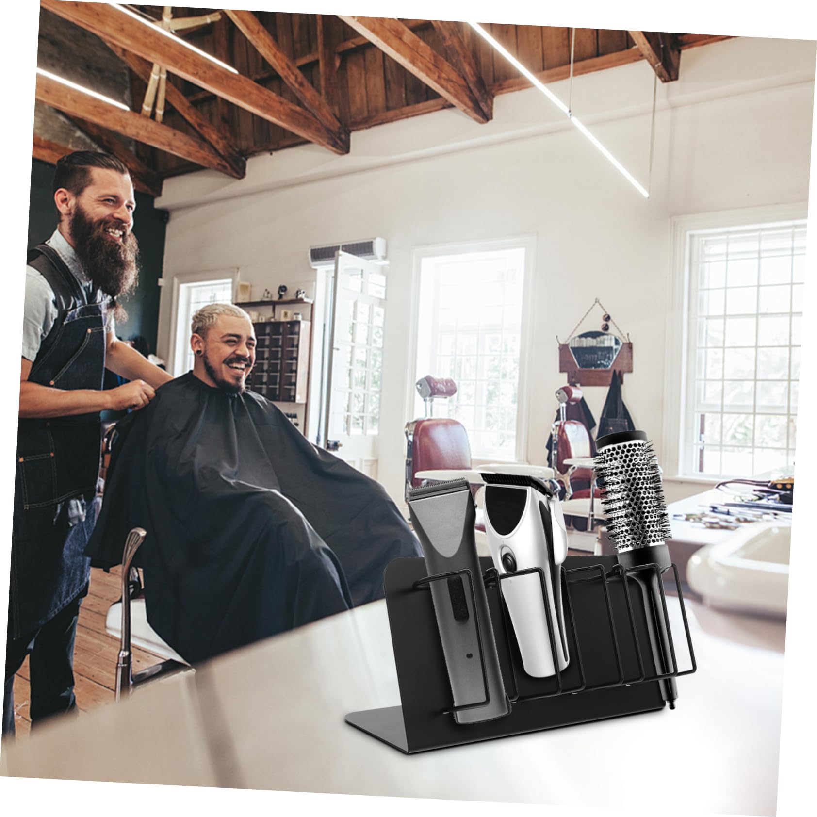 Soporte de Pared para Máquina Cortar Pelo Profesional Organizador Inoxidable para Barberías Soporte para Cortapelos Eléctrico Diseño Multi Rejilla Espacio Fácil Instalación