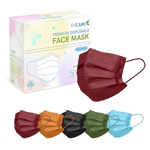 Miniatura 37 de FriCARE Mascarillas desechables para adultos, 4 capas ASTM nivel 3, protección contra alergias, envueltas individualmente, paquete de 50, surtido