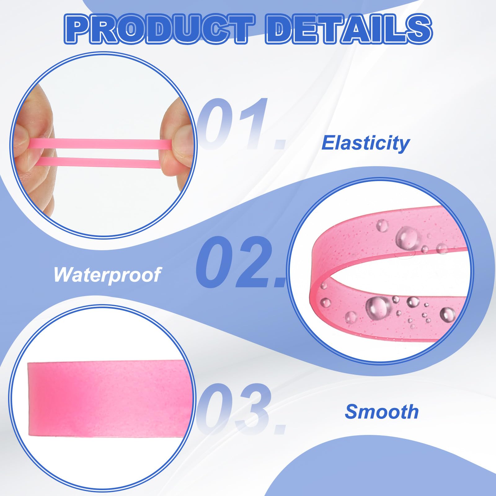 PATIKIL Silicone Rubber Bands Cable Ties 1.1", 200 Pcs Flat Rubber Elastic Band for Office Supplies Home Cord Wrapping Pink - Image 3
