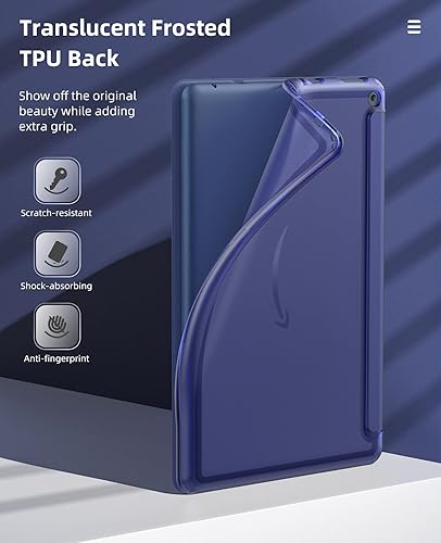 Miniatura 3 de MoKo - Carcasa para Kindle Fire HD 10HD 10 Plus 2021 Release, TPU suave translúcido esmerilado protector de la contraportada multiángulo Smart