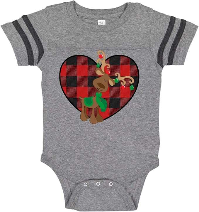 inktastic Christmas Reindeer Buffalo Plaid Infant Creeper
