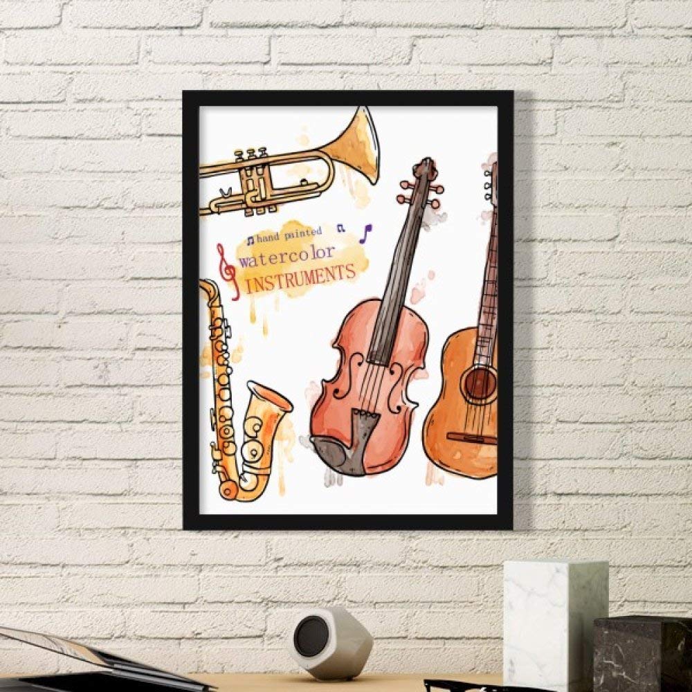 Cadre guitare aquarelle en bois pour un bureau chaleureux et musical