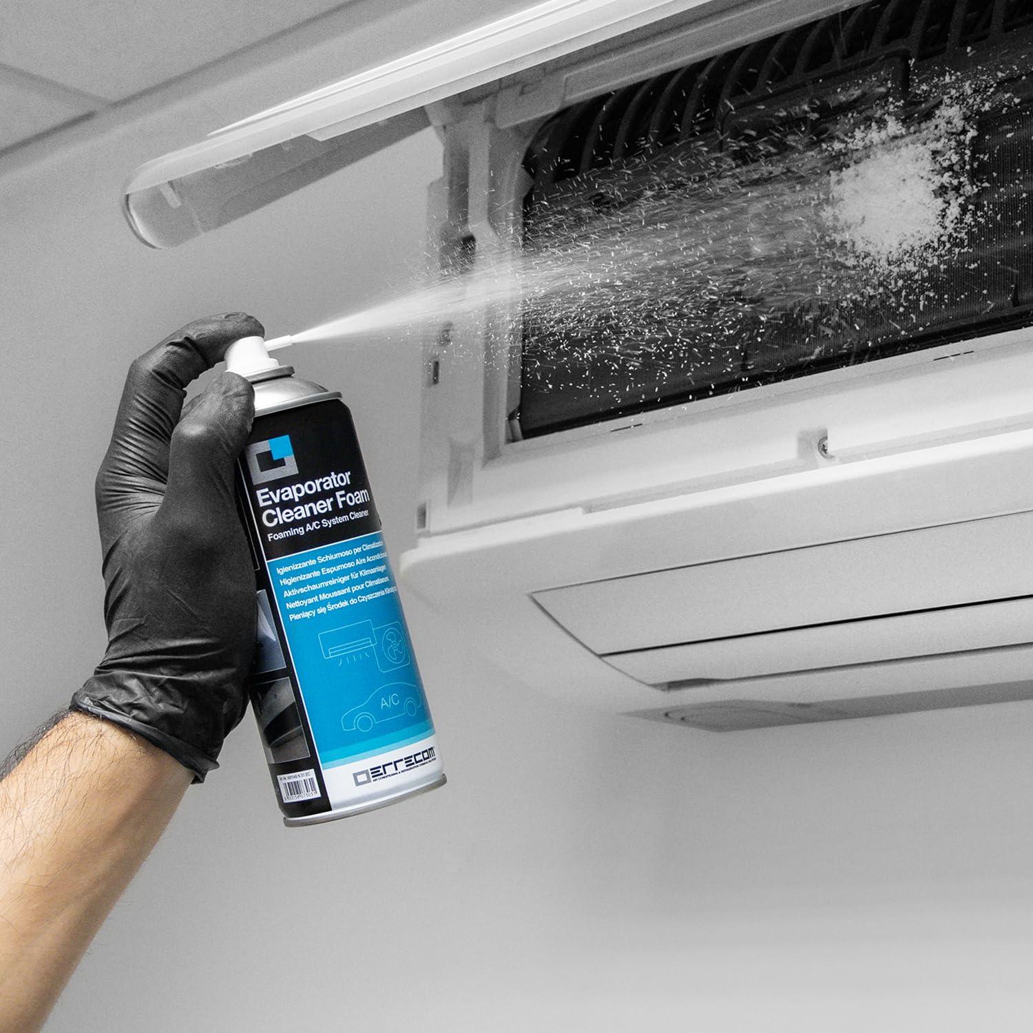 Errecom Evaporator Cleaner Foam – Pulitore Schiumoso per Climatizzatore Auto con Cannula Lunga | Alta Aderenza | Rimuove Sporco e Odori | Anche per Climatizzatore Casa | 12 x 400 mL