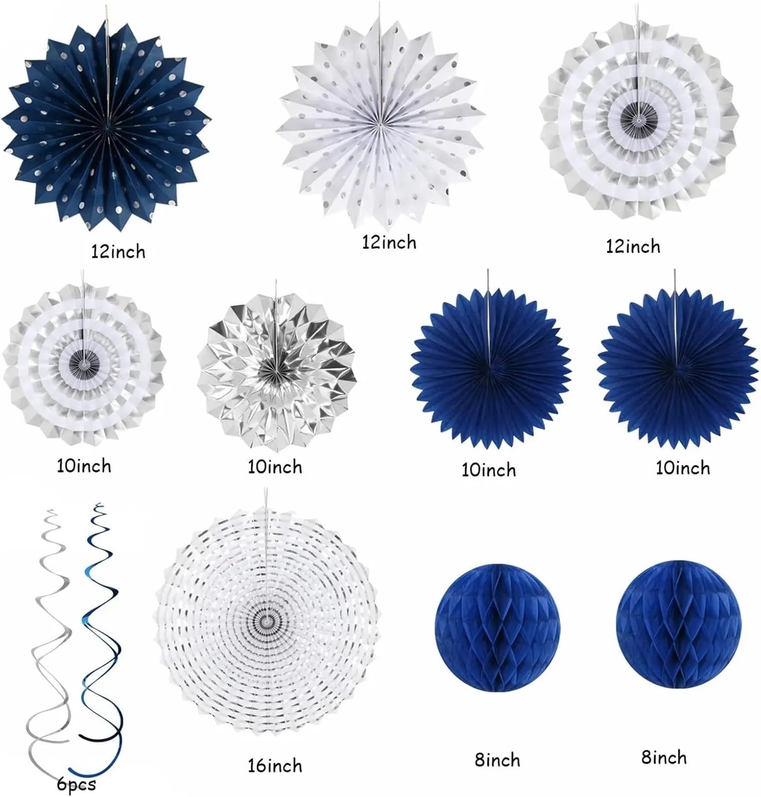 Seidenpapier Pompons Papierfächer Pom Poms Quaste | 33 Stück Girlande Wimpel Banner Waben for Hochzeit Geburtstag