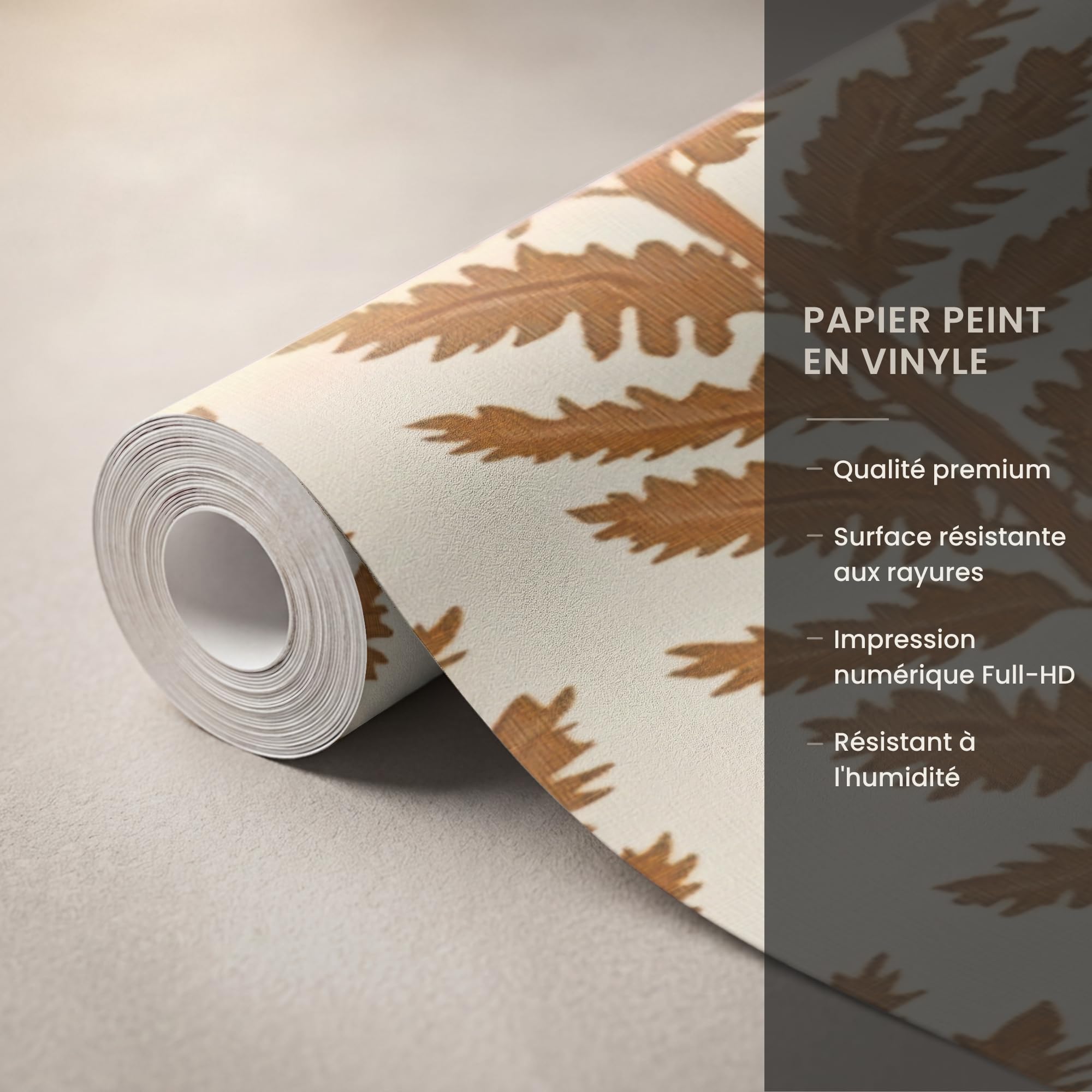 Papel Pintado Vinilico 300x300 cm Primera Calidad Papeles Pintados De Pared Pour Salon Dormitorio Decorativo Wallpaper Cocina Textura - Hojas - Ocre