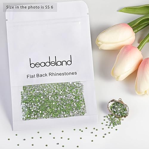 Vista 627 de Beadsland Diamantes de imitación de cristal con parte trasera plana, gemas redondas para arte de uñas y manualidades, pegamento fijo, violeta