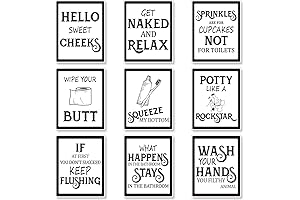 9 Pieces Cheap Bathroom Decor, Funny Vintage Bathroom Sign Bathroom Quotes Sayings...