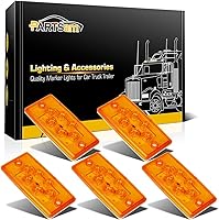 Partsam 6LED Amber Waterproof Cab Roof Marker Lights for Freightliner Volvo Trucks Trailers - 5 Pack Clearance Lights
