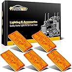 Partsam 6LED Amber Cab Marker Lights - Waterproof Roof Mount Clearance Lights for Trucks, Compatible with Freightliner/Volvo Heavy Duty Trucks & Trailers (5 Pack)