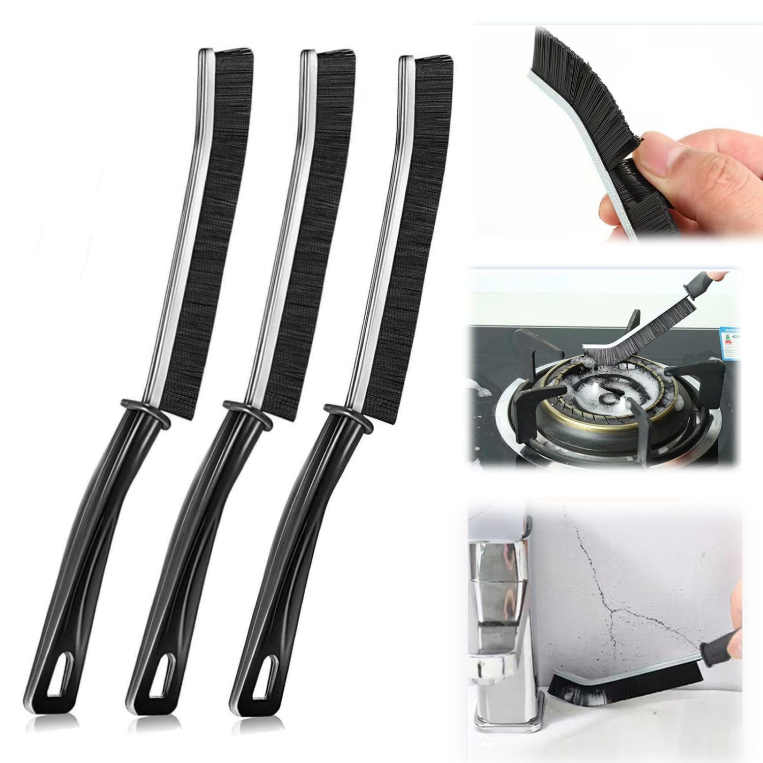 Yckeogln Gap Cleaning Brush, Multifunctional Dead Corners Cleaning Brushes,Bathroom Gap Cleaning Brush for Showers, Bathtubs (Gap Brush 3PCS)