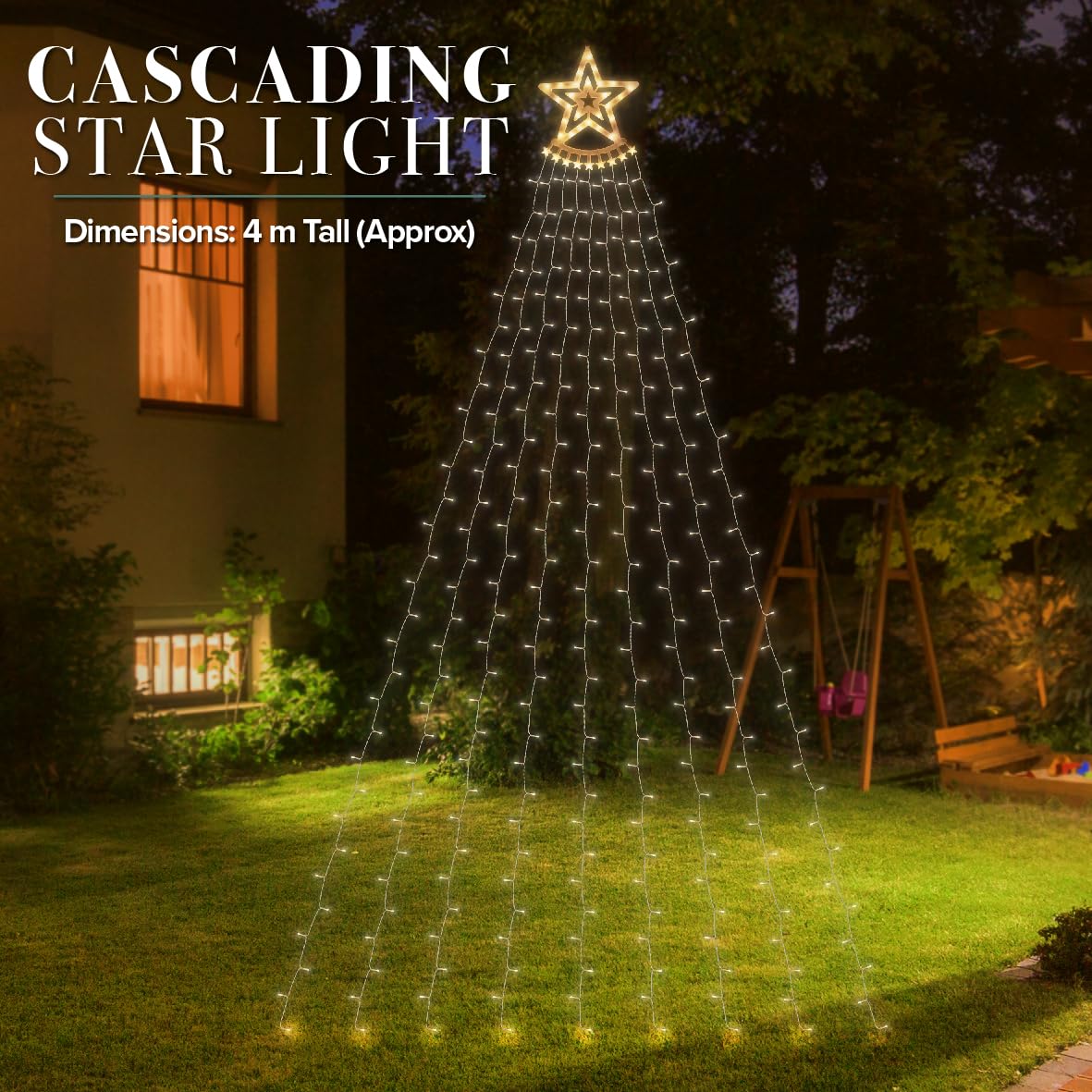 The Christmas Workshop Shooting Star Christmas Lights/Warm & Bright White LEDs/Indoor or Outdoor Use / 11 Light Modes/Remote Control / 3.5m Length (73659) - Image 2