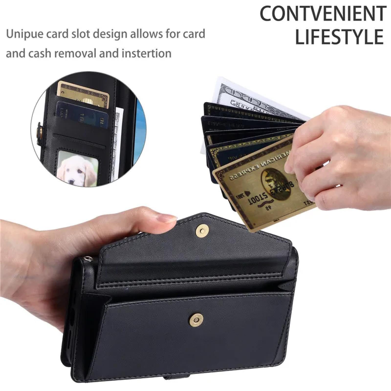 Étui Portefeuille en Cuir avec Long Cordon pour iPhone 7 Plus (Rouge)