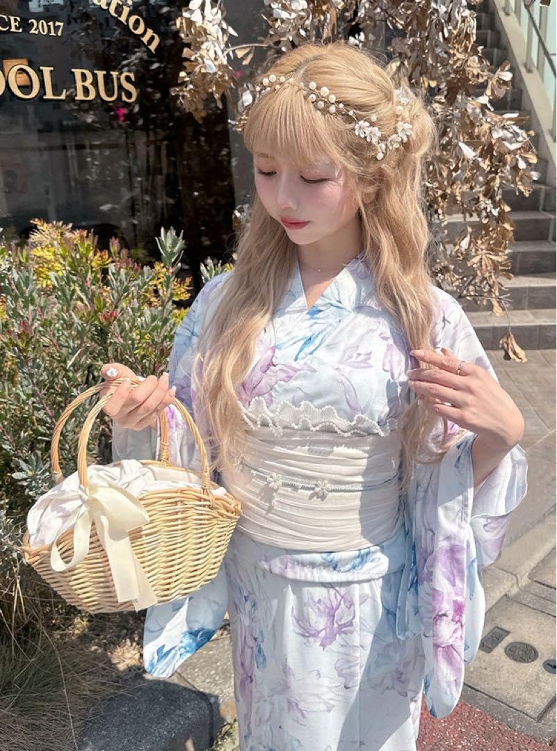 【新品】GRL 3点セット2Way水彩花柄セパレート浴衣[fy023]レギュラー 3点セット2Way水彩花柄セパレート浴衣[fy023] | レディース