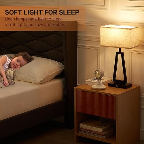 Miniatura 6 de CNRH Dekari Lámparas táctiles para dormitorio, lámpara de mesa regulable con 2 puertos USB, lámpara de mesa de noche de brillo de 3 vías para sala