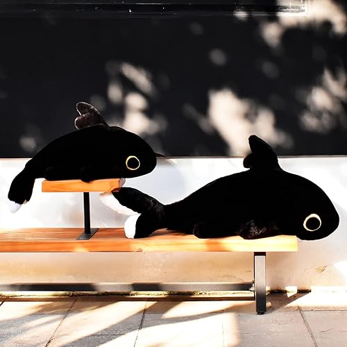 Miniatura 7 de Juguetes de peluche, juguetes de peluche combinados de tiburón y gato (negro, 27.5 pulgadas)