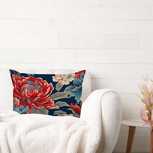 Miniatura 9 de ArogGeld Cojín de cojín de granja de flores chinoiserie, color naranja rubor, pájaro, pavo real, animal, jardín asiático, floral, funda de almohada