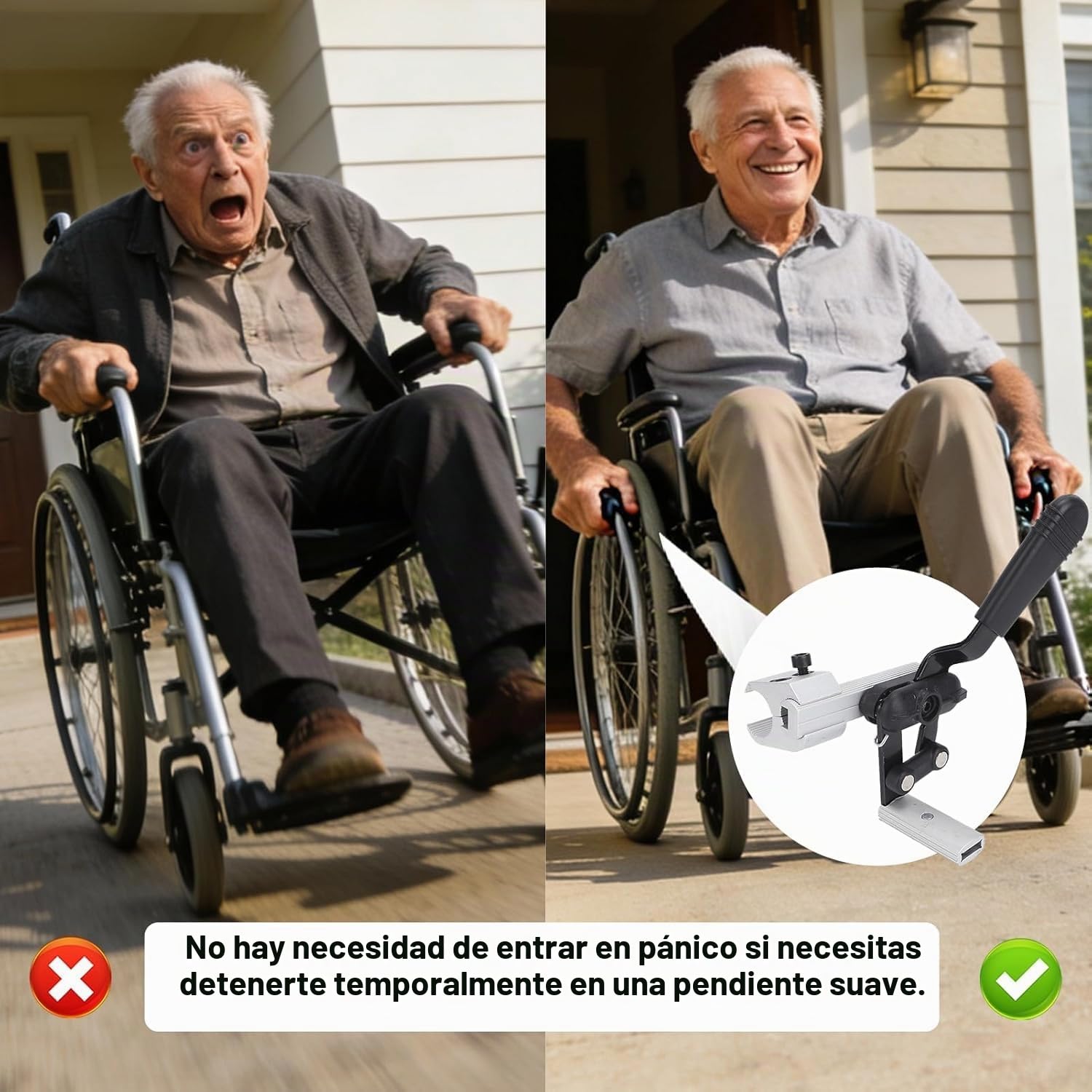 Tyenaza Frenos para Sillas de Ruedas, Frenos para Sillas de Ruedas Auxiliar, Conjunto de Freno de Mano para Silla de Ruedas Sensible al Bloqueo de Rueda de Montaje Lateral de Aluminio(Izquierda)