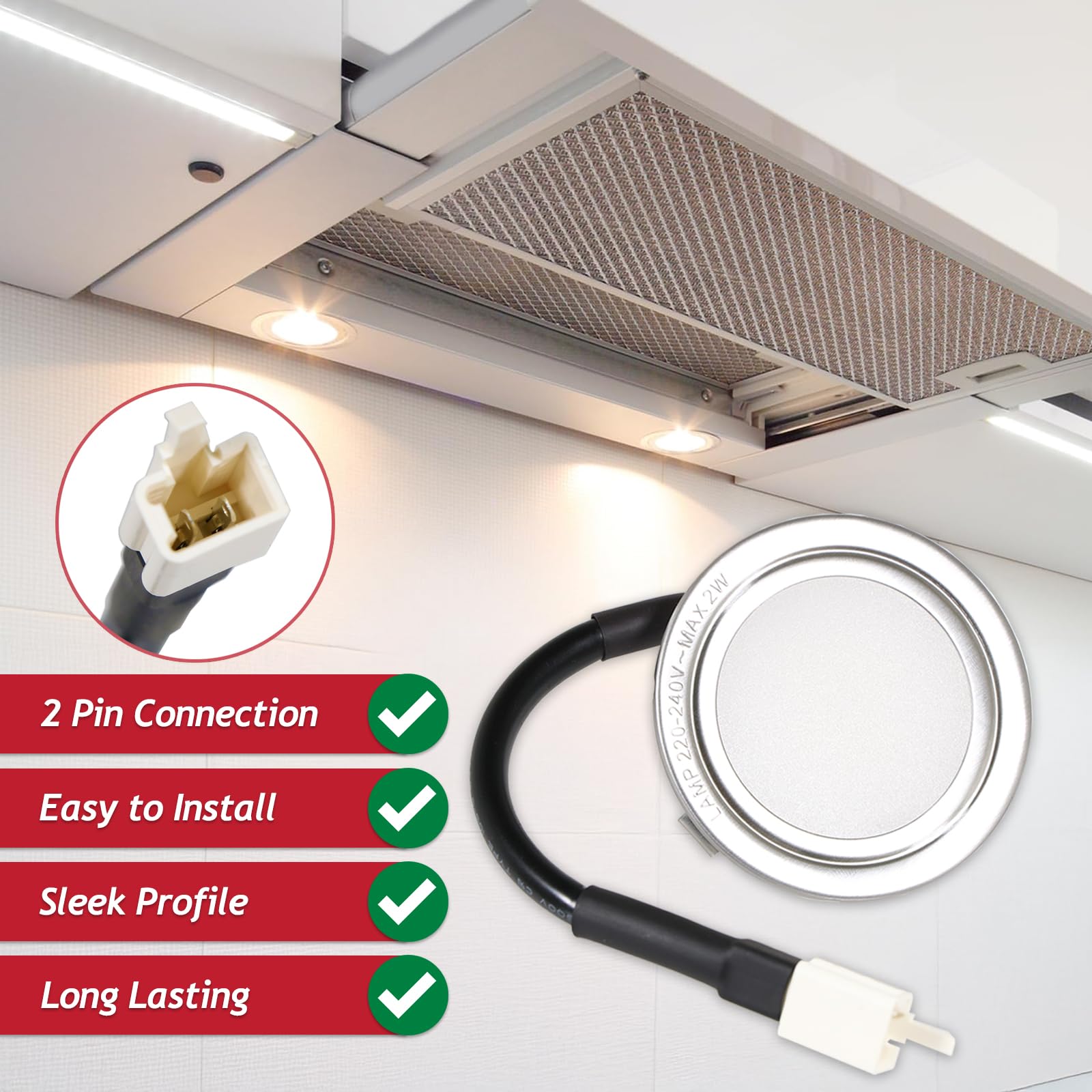 SPARES2GO LED-Licht für Candy CBG CCE CGM Dunstabzugshaube, Abluft-Lampe (Silber, 68 mm, G4)