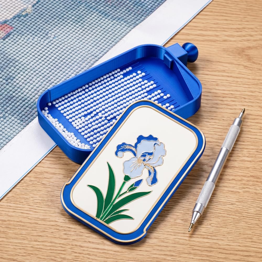 RaySoar 3D Printed Diamond Art Trays with Lids, High Edge Anti-Spill Rhinestone Tray with Exquisite Pattern for Diamond Art Accessories - Royal Blue image 5