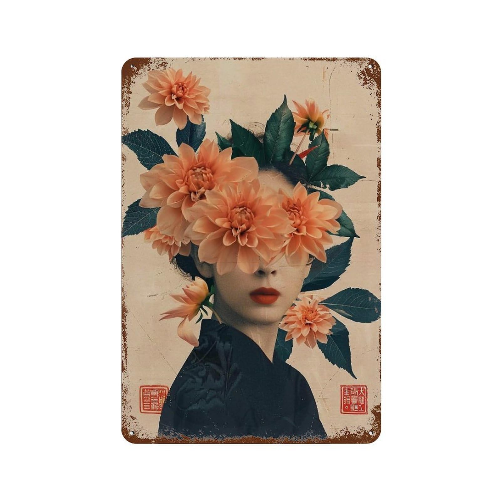 YHGERTKU Floral Veil 04 Wall Art Retro Iron Vintage Metal Tin Sign Poster Modern Decor for Living Rooms Gift 30x20cm