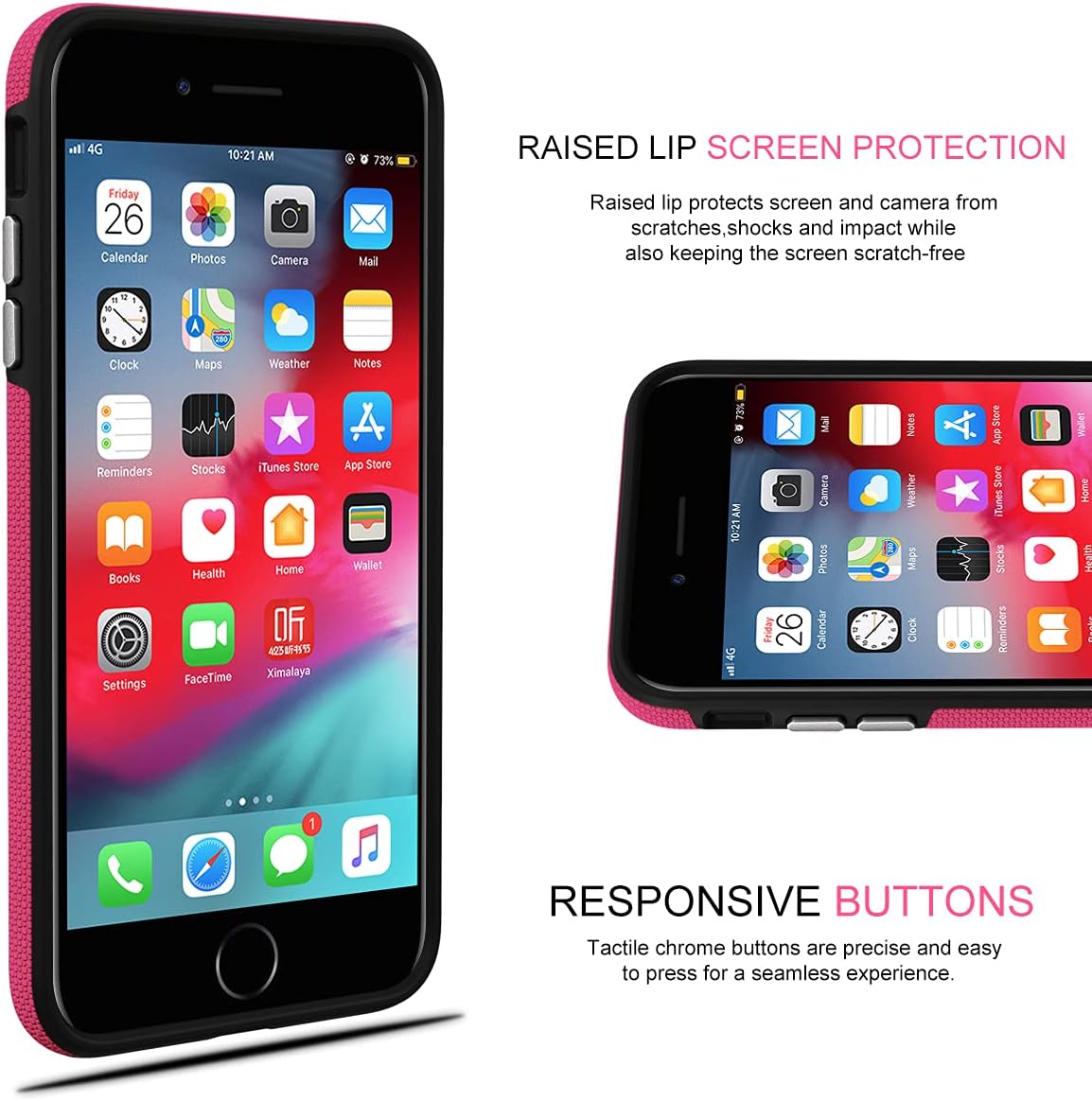 CellEver Case for iPhone 8 Plus/iPhone 7 Plus, 5.5-Inch, Dual Guard Series Protective Shock-Absorbing Scratch-Resistant Rugged Drop Protection Cover (Pink)