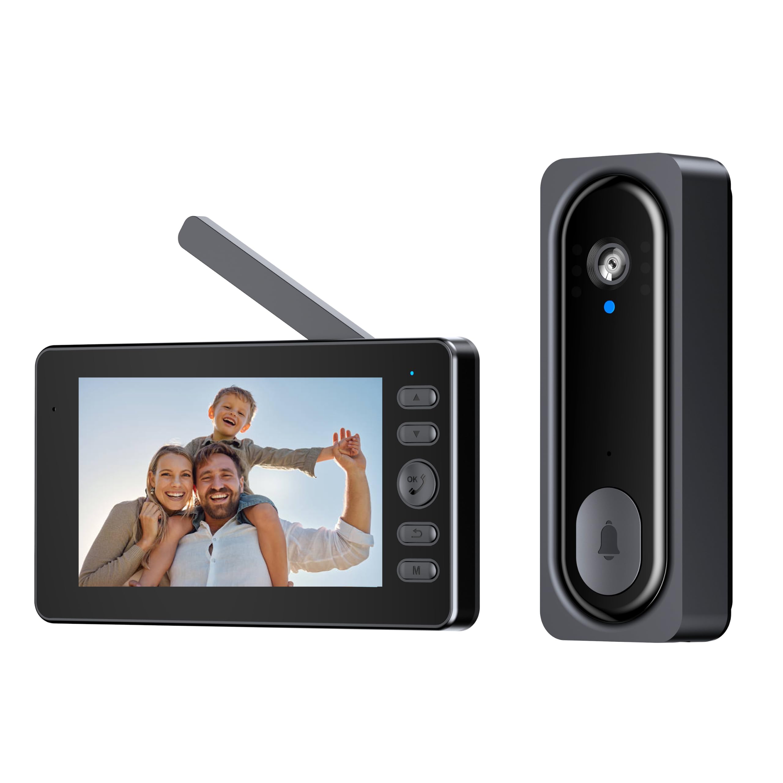 Sonnette Sans Fil Avec Caméra, 4,5" Interphone Vidéo Sans App Sans WIFI