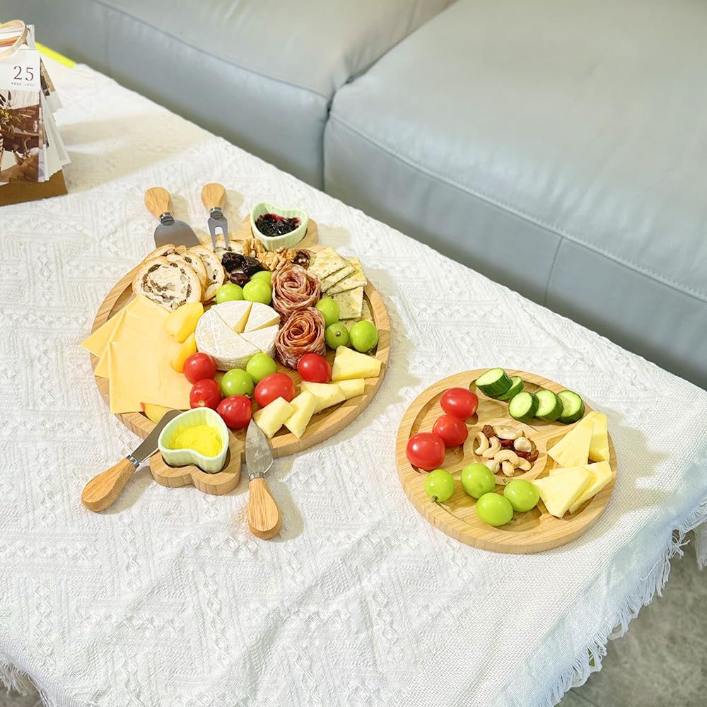 Juego de tablas de charcutería: juego de tablas de charcutería, juego de tablas de queso de bambú, regalos únicos para el día de la madre para mamá, regalos de inauguración de la casa,