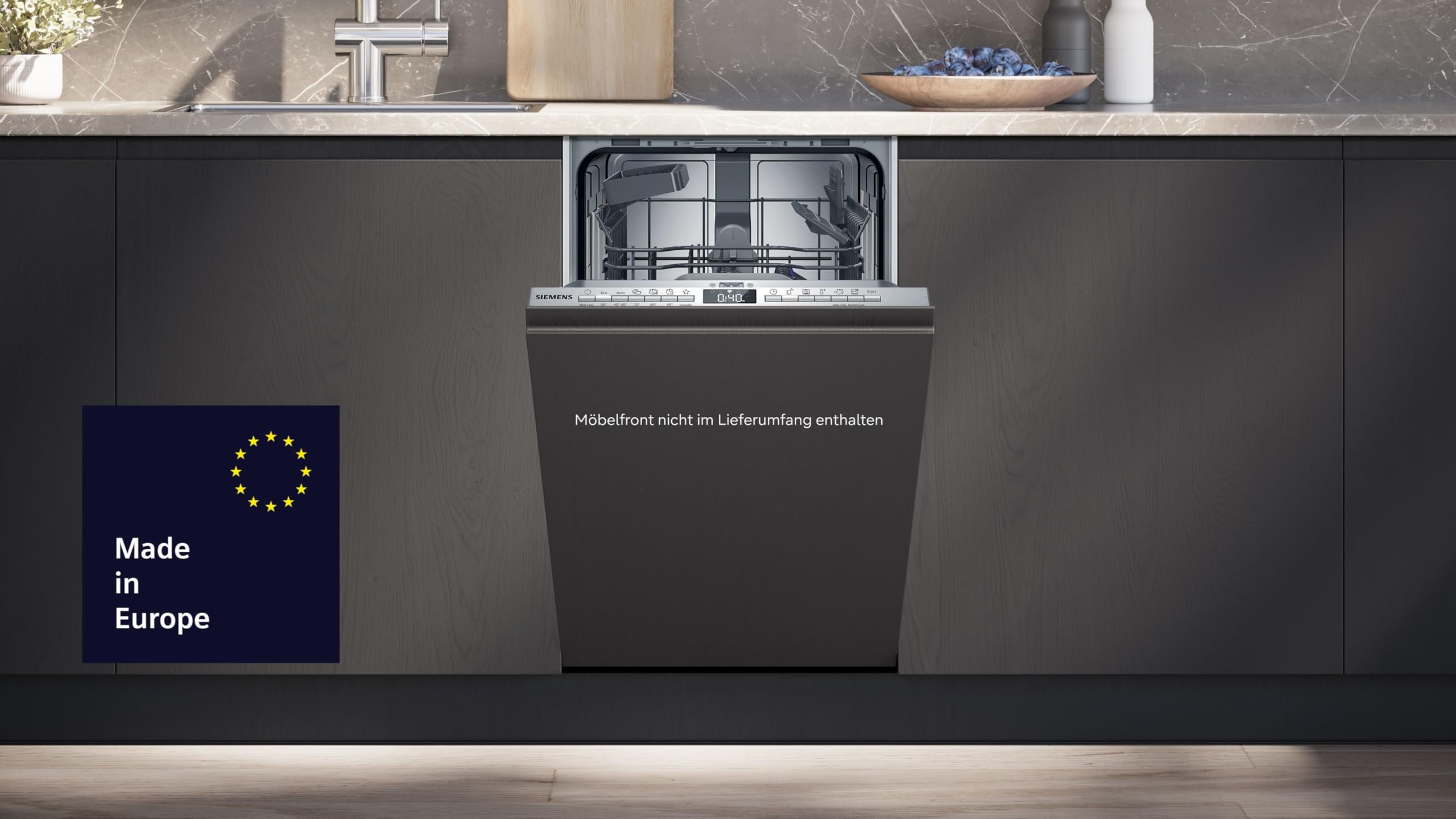 Siemens iQ300 SR63EX25KE Vollintegrierter Geschirrspüler 45 cm 10 Maßgedecke varioSpeed Plus autoOpen dry aquaStop Home Connect