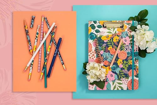 Miniatura 5 de Steel Mill & Co Cute Floral Mini Spiral Notebook, 8.25" x 6.25" Journal with Durable Hardcover and 160 Lined Pages, Garden Blooms (Navy)